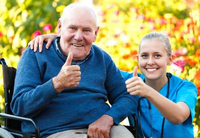 domiciliary care provider in Coventry. Senior man with home care provider.